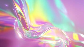 Colorful abstract swirl of translucent material reflecting light in soft pastels photo