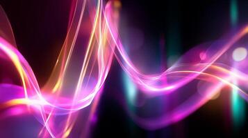 Colorful light waves create an abstract display of movement and energy in a digital art environment photo