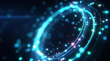 Vibrant swirling lights create a mesmerizing abstract pattern in a dark background environment photo