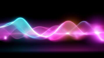 Colorful sound waves create a vibrant visual display in a dark background setting photo