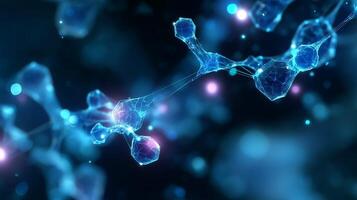 Abstract representation of connected molecules in a scientific exploration of quantum physics and nanotechnology photo