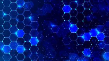 Colorful blue hexagonal patterns create a digital abstract background for technology and science themes photo