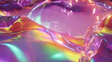 Colorful flowing abstract texture with vibrant hues and shimmering light reflections in a fluid form photo