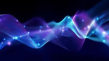 Colorful abstract waves of light and sound create a dynamic visual representation in a dark space photo