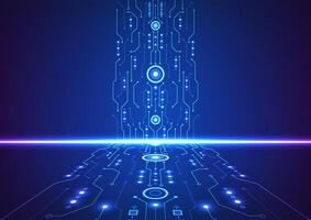 Futuristic circuit board and digital network background representing AI, cyber systems, and innovation. vector