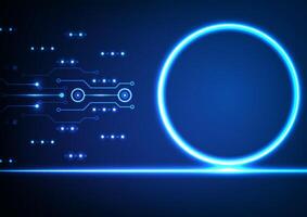Abstract circuit board technology background. Ring neon light concept. Design for futuristic future digital futuristic electronic data. vector