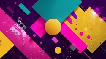 Bright abstract composition with geometric shapes and vibrant colors in a modern artistic display photo