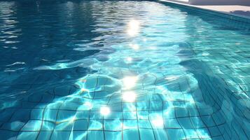 Reflections on water surface in a bright pool during midday light in a serene outdoor setting photo