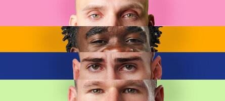 Diverse faces showcasing human connection in a vibrant and colorful display of identity and expression photo