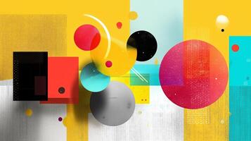 Colorful abstract artwork featuring geometric shapes and vibrant patterns depicting modern artistic expression photo