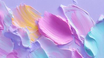 Colorful abstract paint strokes on canvas create a vibrant texture and visual interest in a modern art display photo