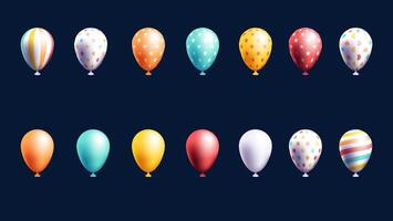 balloons collection with various color variations. great for birthday card and another celebration banner vector