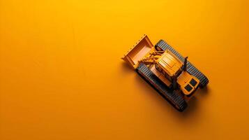 A toy construction vehicle on an orange background photo