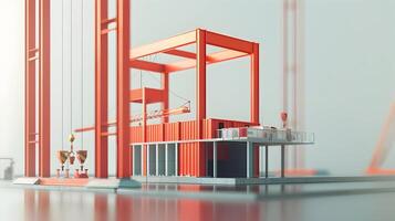 A model of a building with a crane on top photo