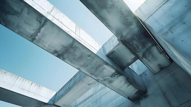 A view of the underside of a concrete structure photo