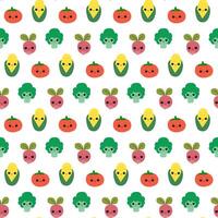 Cute vegetables seamless pattern. Colorful vegetables pattern with smiling faces. vector