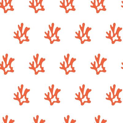 Seamless pattern with red corals. Ocean tropical coral.
