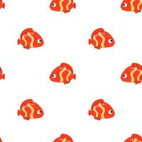 Seamless pattern with red tropical fish. Cute fish pattern. Red fish. vector