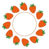 Strawberry circle with Hello Summer text vector