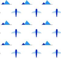 Airplane and mountains seamless pattern. Blue seamless pattern. vector