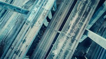 An aerial view of a bridge with a lot of traffic photo