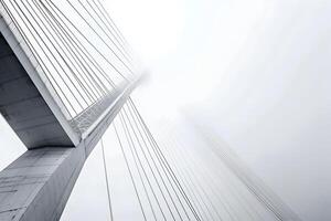 A bridge in the fog with a white background photo