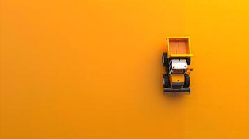 A small toy truck is parked on an orange wall photo