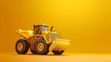 A yellow construction vehicle on a yellow background photo