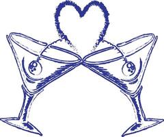 Two martini glasses with a heart in the middle vector