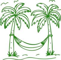 Palm trees and a hammock in the sand vector