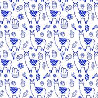 fluffy alpaca seamless boho pattern vector