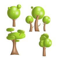 3D Trees Set vector