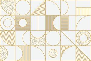 Modern seamless patterns featuring minimalist abstract gold shapes and ornaments with geometric symmetry vector