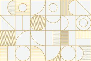 Stylish layout with circular and linear gold elements forming a repeating abstract geometric ornament pattern vector