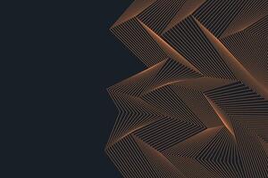 Artistic linear ornament made of polygonal forms and fine orange lines on a black canvas vector