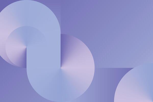Overlapping radial shapes in a gradient composition with light and dark blue tones blending in an abstract design