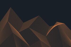 Abstract mountain-like grid of orange lines forming geometric polygon peaks on a dark background vector