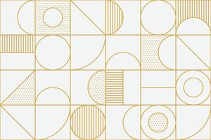 Elegant abstract shapes and lines in gold forming a seamless geometric ornament pattern on a white background vector