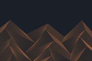 High contrast dark abstract background with orange linear polygons forming peaks and geometric ridges vector