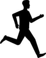 Simple black silhouette icon of a running man on transparent background, minimal design vector
