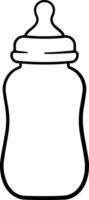 Simple black icon of baby bottle with nipple isolated on transparent background vector