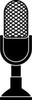 Minimalistic black and white line icon of a podcast microphone, ideal for streaming platforms, radio shows, and audio content branding. Transparent background. vector