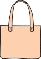 Beige shopper bag with black outline and handle. Simple flat style for retail, shopping or fashion themes. Transparent background. vector