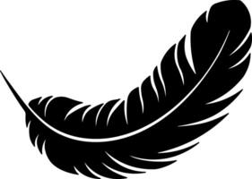 Black feather icon with smooth outline and soft shape. Suitable for nature, writing, elegance or decoration. vector