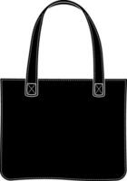 Minimalist black shopper bag icon with handles, perfect for shopping and retail design. Transparent background vector
