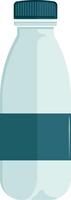 Simple color illustration of a milk bottle with blue label, isolated on white background. Minimalistic hand-drawn style, clean and modern design. vector