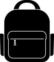 Black silhouette icon of a backpack or bag with a handle. Suitable for travel, school, camping, or delivery themes. Isolated on transparent background. vector