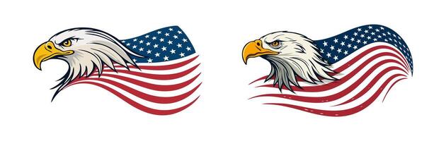 Bald eagles soaring, displaying bold American flag colors, representing national pride and powerful symbolism vector