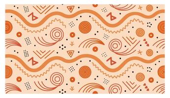 Abstract pattern featuring wavy lines, spirals, triangles, dots interweaving dynamically with geometric interconnectedness vector