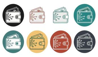 Digital wallet containing electronic money and microchip, symbolizing online payment and financial technology vector